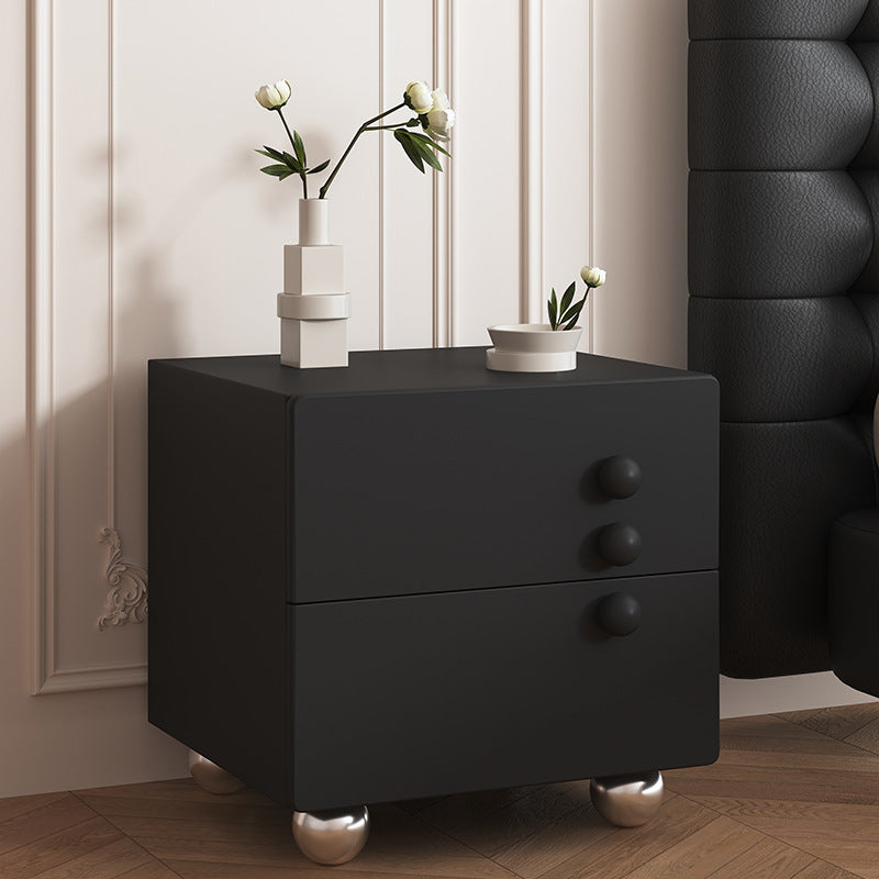 Contemporary Creative Rectangular MDF Stainless Steel Nightstand 2-Drawer For Bedroom