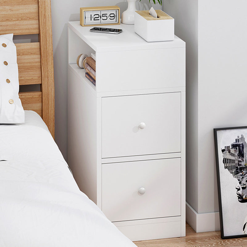 Contemporary Scandinavian Square Tabletop MDF Nightstand 2-Drawer For Bedroom