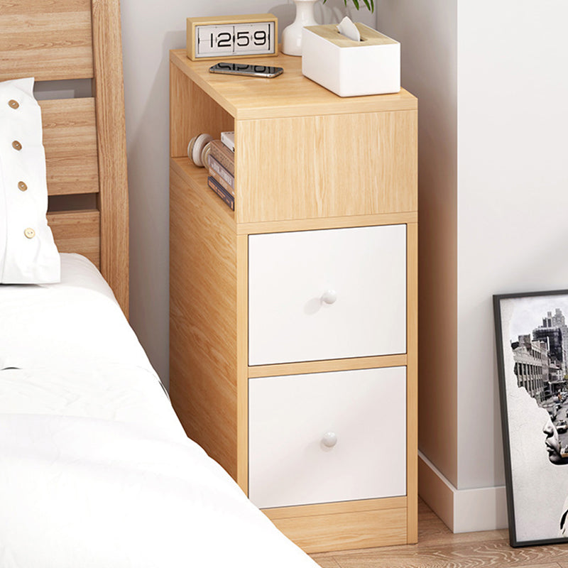 Contemporary Scandinavian Square Tabletop MDF Nightstand 2-Drawer For Bedroom