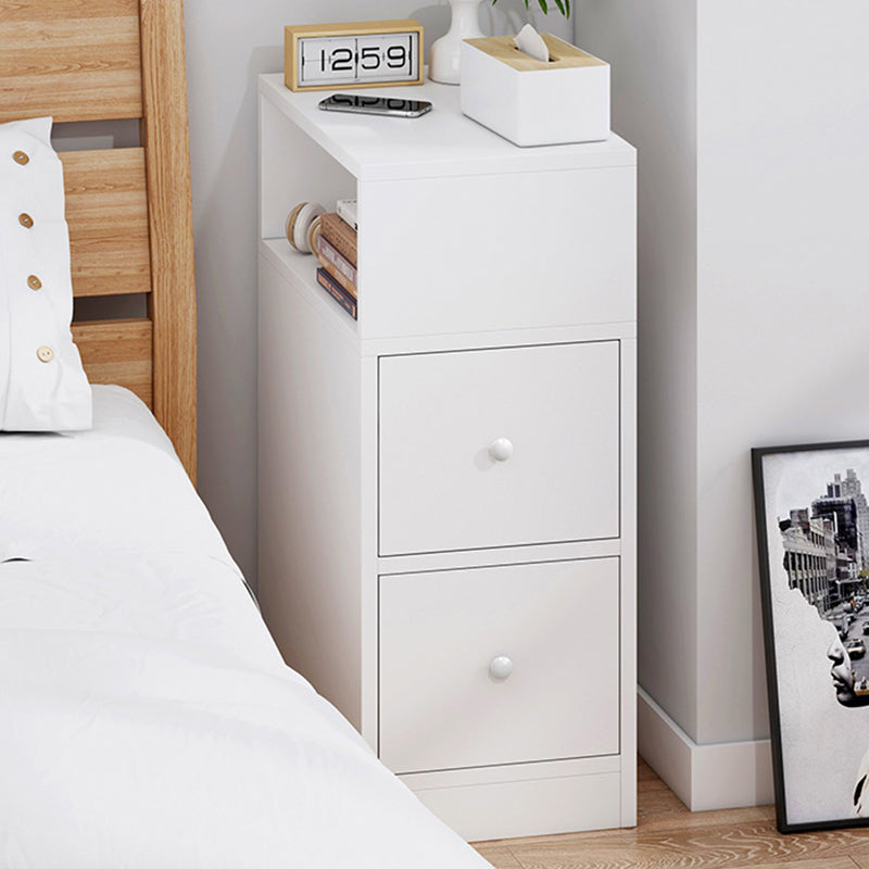 Contemporary Scandinavian Square Tabletop MDF Nightstand 2-Drawer For Bedroom