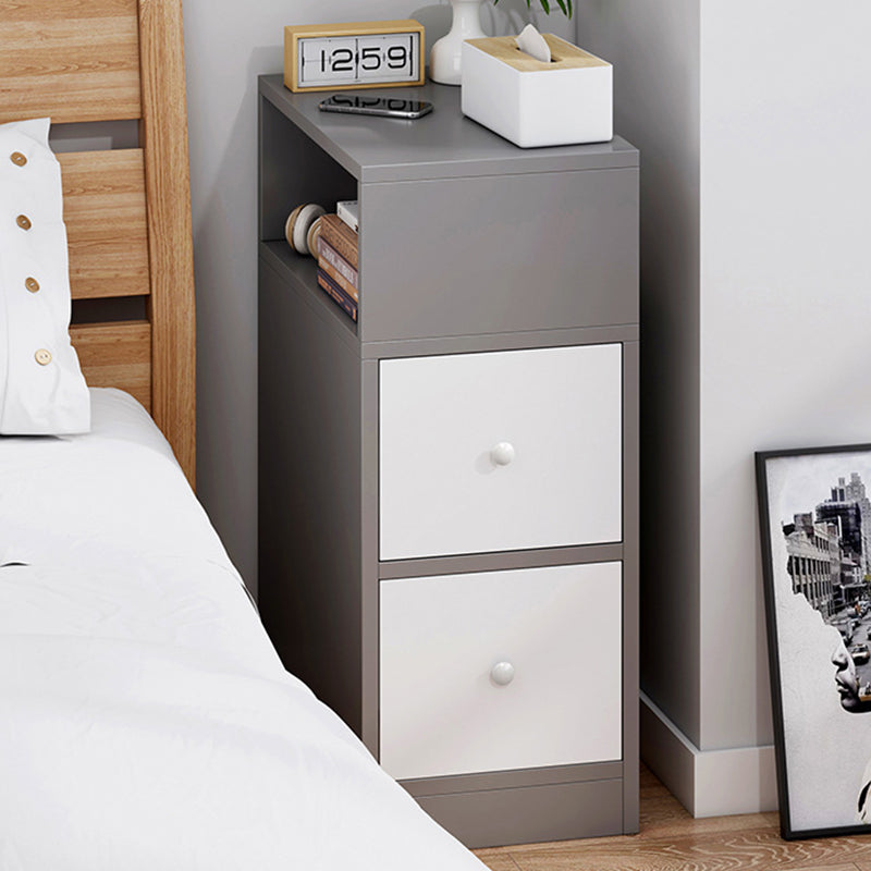 Contemporary Scandinavian Square Tabletop MDF Nightstand 2-Drawer For Bedroom