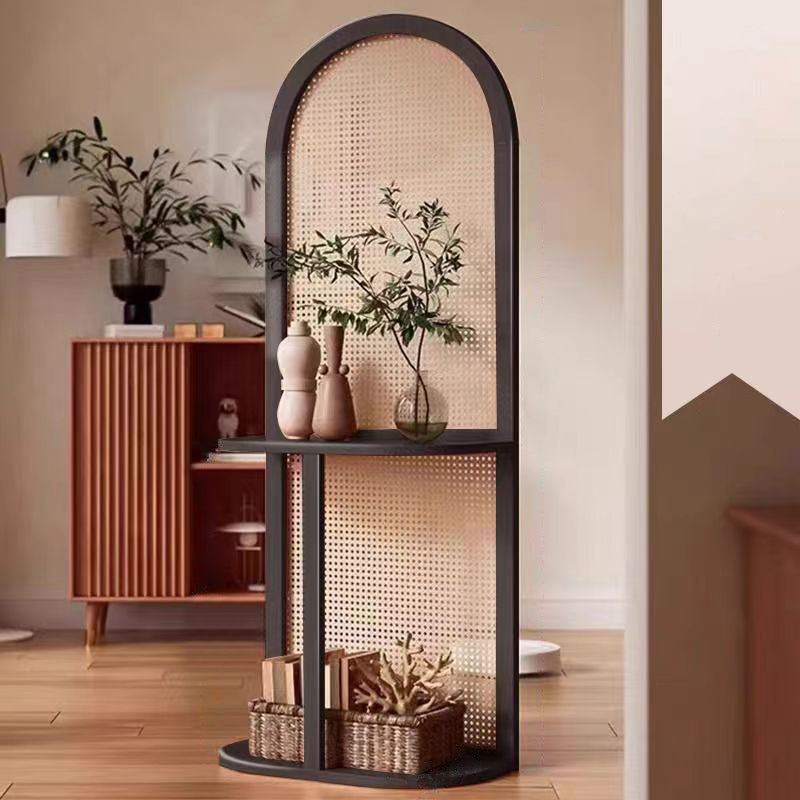 Traditional Chinese Rectangular Rubberwood Solid Wood Plastic Room Divider With Storage Shelf 2/4-Tier For Living Room