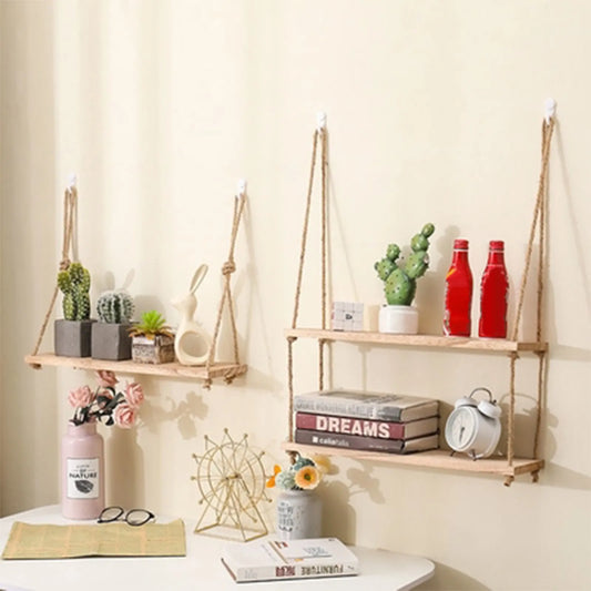 Wooden Floating Shelves for Wall Plant Flower Wood Swing