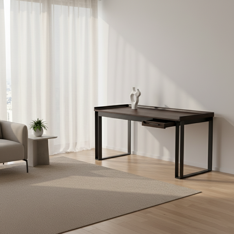 Contemporary Industrial Desk - Durable & Space-Saving Design Table Ideal For Home Office
